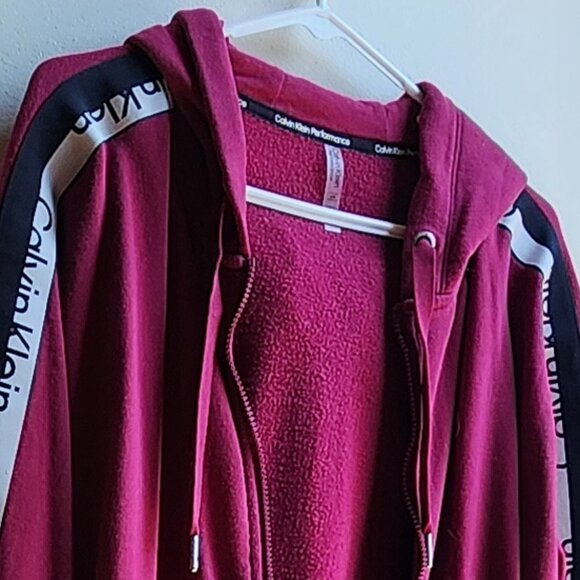 Calvin Klein Performance Pink/Black Zip-Up Hooded Sweatshirt Size Large - Picture 2 of 14
